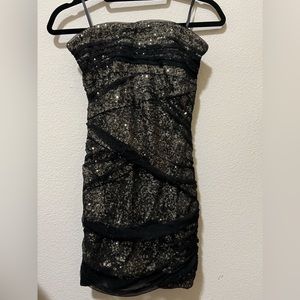 BEBE Dress Size Small - black & sparkly gold sequin